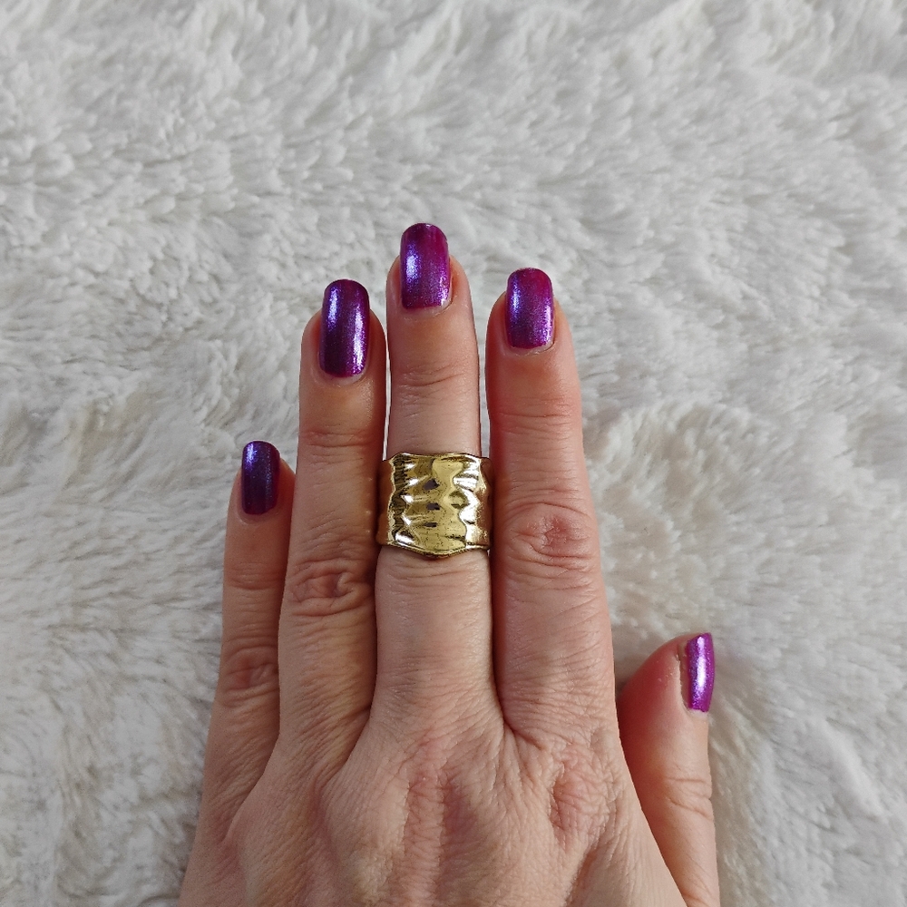 Gold Tone Hammered Ring
